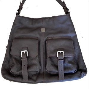 Vintage Italian Brown Pebbled Leather Hobo Bag
